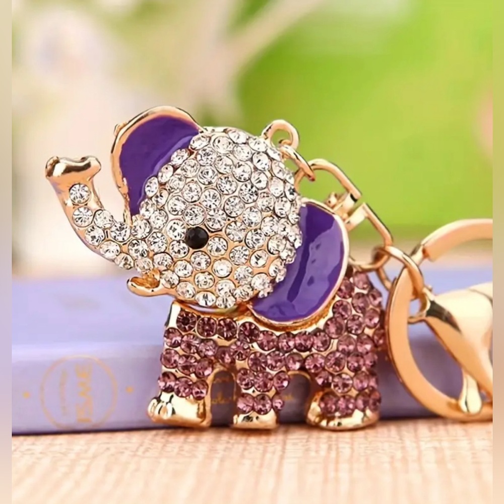 Rhinestone Elephant Keychain